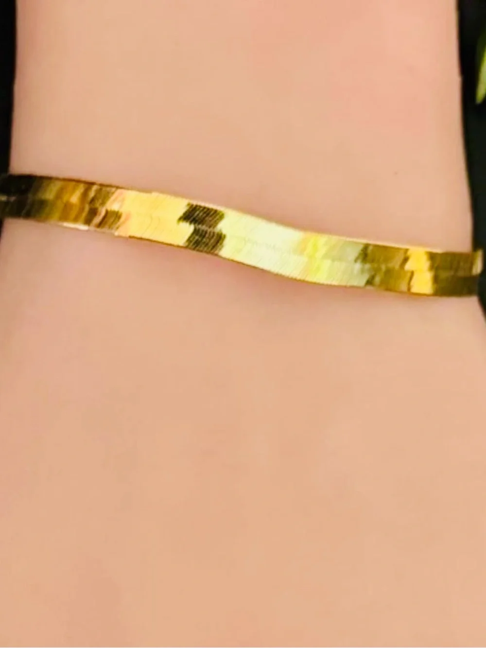 THICK X Large 10K solid gold bracelet cuff herringbone solid 10K bracelet lk New